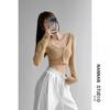 Top Corto Sexy para Chica Atractiva Camiseta de Manga Larga para Mujer Nueva Temporada Primavera y Otoño 2026 Color Sólido Ajustado Adelgazante Cárdigan Top Corto