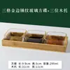 Conjunto de Tigela e Prato de Vidro com Borda Dourada Estilo Japonês para Molhos de Mergulho, Tigelas de Sobremesa, Tigelas de Salada de Frutas e Lindo Jogo de Pratos Quadrados Pequenos