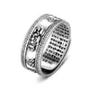Anillo plateado retro explosión de red social anillo valiente hombres anillo de apertura nacional transmisión en vivo dominante inscripción Sutra del Corazón anillo para hombres venta al por mayor