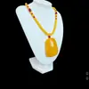 Colgante de Cera de Abeja Antigua Gota de Agua Cuadrado Jade Aceite de Pollo Ámbar Ámbar Cadena para Suéter de Hombre y Mujer Collar Original