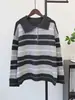 Suéter de punto con cuello y rayas de contraste, nuevo estilo Otoño e Invierno 2026, jersey suave holgado y casual para mujer