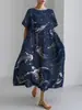 Amazon Transfronterizo 2026 Verano Nuevo Talla Europea Mujer Holgado Cuello Redondo Moderno Gama Alta Manga Corta Vestido Estampado