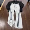 Calça de Marca Tendência Estilo Americano de Pernas Retas, Calça Longa Fitness, Calça de Moletom Esportiva Masculina de Primavera, Ajuste Listrado High-Street para Corrida