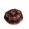Boina de Lana a Cuadros Retro Otoño e Invierno Estilo Coreano Ins Tendencia Calle Hip-Hop Unisex Versátil Sombrero de Artista