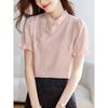 Nueva Camisa Cheongsam Mejorada con Botones de Estilo Chino Jacquard para Mujer Verano 2024 Chic Retro Camisa de Manga Corta Top Estilo Nacional