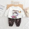 Traje de Otoño para Niñas 2025 Nuevo Ropa de Primavera y Otoño Infantil Dibujos Animados Suéter de Bebé Niña Manga Larga Conjunto de Dos Piezas Moderno