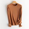Suéter Térmico de Punto de Seda de Morera con Cuello Alto para Mujer, Camiseta Básica de Canalé con Forro Polar, Top Interior Adelgazante, Camiseta para Otoño e Invierno Nueva Colección