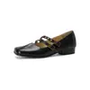 Zapatos Mary Jane de cuero con hebilla doble remachada y agujeros redondos antideslizantes, colección otoño 2026, tacón bajo grueso, punta cuadrada, zapatos de cuero genuino para mujer