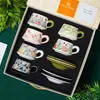 Taza de Café, Juego de Té de Cerámica Resistente a Altas Temperaturas, Caja de Regalo de Tazas a Juego para Pareja, Caja de Regalo para Inauguración de Casa, Regalo de Boda, Taza de Té