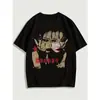 Camiseta de Manga Corta de Algodón Puro con Estampado de Retrato Japonés