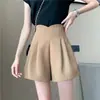 Pantalones casuales para mujer, pantalones de traje de moda, estilo coreano, pantalones acampanados adelgazantes con cremallera invisible, shorts dulces de línea A