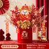 Balde de Bênção de Ano Novo com Flores Artificiais Vermelhas, Atraindo Riqueza e Fortuna, Ornamento do Deus da Riqueza para Cerimônias de Inauguração, Decoração de Sala de Estar, Presente de Inauguração