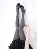 Leggings Grises Otoño e Invierno Estilo Lolita Japonés Medias con Estampado de Lazo Calcetines Térmicos para Mujer