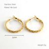 Brincos de fivela de orelha em relevo de aço inoxidável 18K de aço inoxidável transfronteiriço europeu e americano, design de nicho, todos os brincos de joias Match