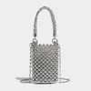 Bolsa Transversal Tipo Saco com Design de Nicho, Bolsa Simples e Personalizada de Ombro Estilo Doce e Cool, Bolsa de Mão Fashionável Tecida com Miçangas