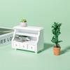 1:Casa de muñecas en miniatura con 12 bolsillos, vitrina baja, mueble de exhibición, adornos, color blanco