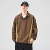 Outono 2024 Novo Retrô Americano Zíper Gola Alta Manga Longa Camisa Esportes ao Ar Livre Jaqueta Casual Masculina Roxa