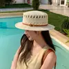 Elegante Sombrero Plano Hueco Estilo Francés para Mujer, Sombrero de Sol con Protección Solar, Versátil Sombrero de Sol de Playa para Verano