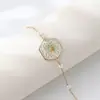 Pulsera de Semilla de Mostaza y Nomeolvides Flor Real Souvenir Joyería Popular Creativa Regalo Pulsera de Acero Inoxidable y Perlas