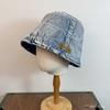¡P3ACHGO! Etiqueta de Madera Veteada Sombrero de Pescador de Mezclilla Lavada Vintage para Hombres y Mujeres Sombrilla para el Sol de Exterior y Ocio Cara Pequeña Mostrada