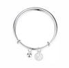 Pulsera de la Marca Xiaofu para Mujer, Chapada en Cobre con Plata, Superficie Lisa, Diseño Redondo Sólido, Pulsera Abierta, Moderna y Sencilla, con el Carácter '' (Buena Suerte), Pulsera de Empujar y Tirar