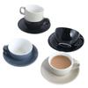 Juego de tazas de café con esmalte de color, taza y platillo de café de cerámica negra, estilo nórdico simple, para oficina y cafetería.