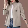 Cárdigan de punto abrigo de mujer 2025 nuevo estilo primavera y otoño, holgado y elegante, suéter casual con cremallera de manga larga