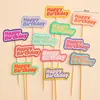 Decoración de Pastel Estilo Ins Bandera Coreana Enchufe Dibujos Animados Oso Lindo Hp Corazón Feliz Cumpleaños Topper Accesorios
