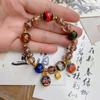 Pulsera de Vidrio Gris Fragante Pulsera de Lámina de Oro Joyería de Bestia Dorada Devoradora Accesorios Pulsera de Cuentas de Vidrio Estilo Étnico Se Puede Vender al por Mayor