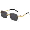 Gafas de Sol Retro sin Montura para Hombre y Mujer Personalizadas Tridimensionales Curvas de Leopardo Metal sin Montura Gafas Transfronterizas