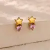 Brincos de aço inoxidável com microincrustação de zircônia brincos de laço rosa em forma de coração brincos cruzados banhados a ouro 18K brincos sobrepostos requintados