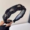Diadema marrón con calavera en la parte superior para otoño e invierno, diadema retro francesa para mujer, pinza para el pelo antideslizante para lavarse la cara, nuevo tocado para coleta de celebridad de Internet