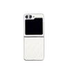 Funda para teléfono Samsung ZFlip5 tipo bandolera con patrón de rombos ZFlip4/3 pantalla plegable pulsera de perlas patrón de cuero cubierta protectora