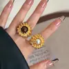 Diseño de Nicho Español Año Nuevo vintage Metal de Alta Calidad Anillo Tridimensional Exagerado Anillo Abierto