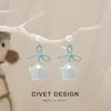 Pendientes de Estrella de Felpa Amarillo Crema con Lazo Maillard, Lindos y Dulces, Diseño Girly para Estudiantes