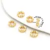 Cuentas Espaciadoras Rueda Hueca de Agujero Grande Diamante Microincrustado Chapado en Oro de 18 Quilates Conservación del Color Pulsera DIY Accesorios Pulsera de Perlas de Cristal C45