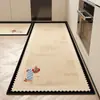 Alfombrilla de Piso de Cocina Simple de Dibujos Animados, Tira Larga, Absorbente de Agua, Absorbente de Aceite, Alfombrilla Antideslizante para Pies, Alfombrilla de Piso Tejida de Lino Resistente a la Suciedad para el Hogar, Dropshipping