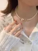 Collar de mariposa fritillary de perla de agua dulce cadena para la clavícula pulsera barroca moda para mujer diseño simple de cierre ot