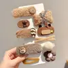 Acessórios de Cabelo de Laço para Crianças, Presilhas de Cabelo de Flor de Pelúcia Fofas, Franjas Laterais e Pequenas Presilhas de Cabelo para Meninas, Presilhas de Cabelo para a Testa