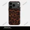 Capa de Celular Estilo Retrô Padrão Tartaruga Âmbar para Apple 17Pm, Capa Duas em Uma Brilhante com Estampa de Leopardo de Luxo Leve