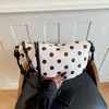 Bolso de gamuza con terciopelo de lunares, moda coreana, bolso de hombro de otoño, nuevo estilo 2026, bolso cruzado de un solo hombro para el trabajo