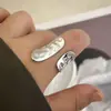 Anillo Abierto de Diseño de Nicho de Lujo Ligero Estilo Ins con Sensación de Alta Gama, Textura Irregular Martillada, Anillo de Personalidad Estilo Metálico Exagerado