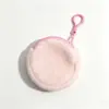 Monedero de Felpa de Color Sólido Macaron, Mini Bolsita Redonda con Cremallera, Llavero, Bolsa para Guardar Auriculares, Regalo