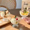 Vaso alto creativo para helado, vaso de vidrio para postres, helado de frutas, yogur, paleta de hielo, bebidas frías, malteada, vaso para jugos