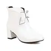 Botas de Salto Alto 33wish Botas de Cavaleiro de Comércio Exterior Grossas Cano Curto Doce Tamanho 43 Botas com Laço Branco Vermelho Preto Adulto