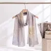 Bufanda Ligera de Gasa de Seda 50*160 Bufanda Larga Estampada por Ambos Lados Protección Solar Bufanda de Gasa Bufanda Decorativa Cuadrada para Baile al Aire Libre para Mujer