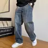 Jeans Vintage Lavado Americano Casual de Alta Qualidade para Primavera e Outono Tamanho Plus Size Masculino Reta Solta Versátil Perna Larga Tendência