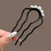 Peine perezoso de cuatro puntas para peinar el cabello, una horquilla de alta gama en forma de U para mujer, adecuada para el trabajo, peinado de moño y accesorio para la nuca