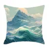 2024 nueva funda de almohada abstracta de montaña cian para cojín de cintura, sofá, mesita de noche, decoración del hogar, funda de cojín, venta al por mayor