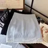 Liquidación, sin devoluciones ni cambios. Falda corta bodycon de línea A, ajustada, de cintura alta, con ribete de encaje dulce para mujer, versátil y antiarrugas